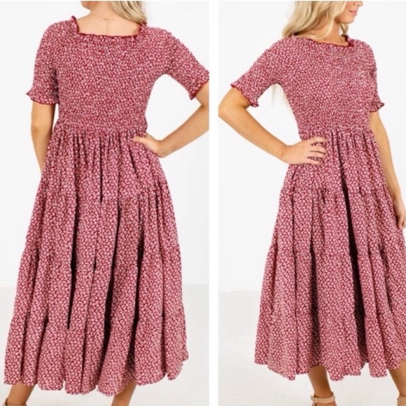 Midi Smocked Tiered Floral Women's dress - Picture 2 of 5